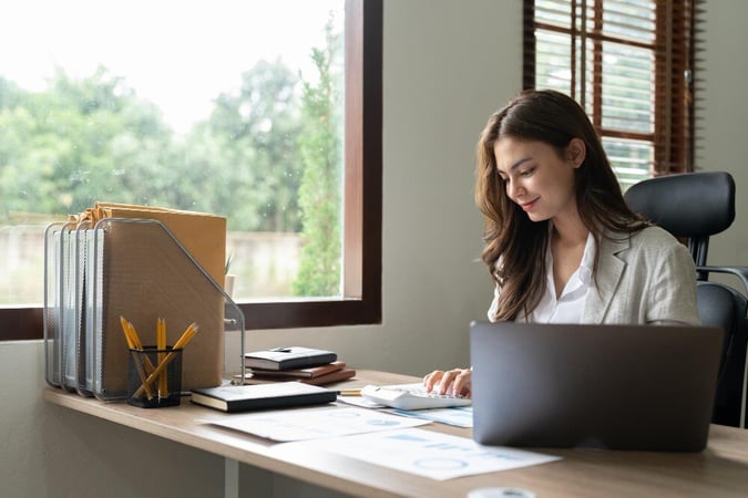 smiling bookkeeper